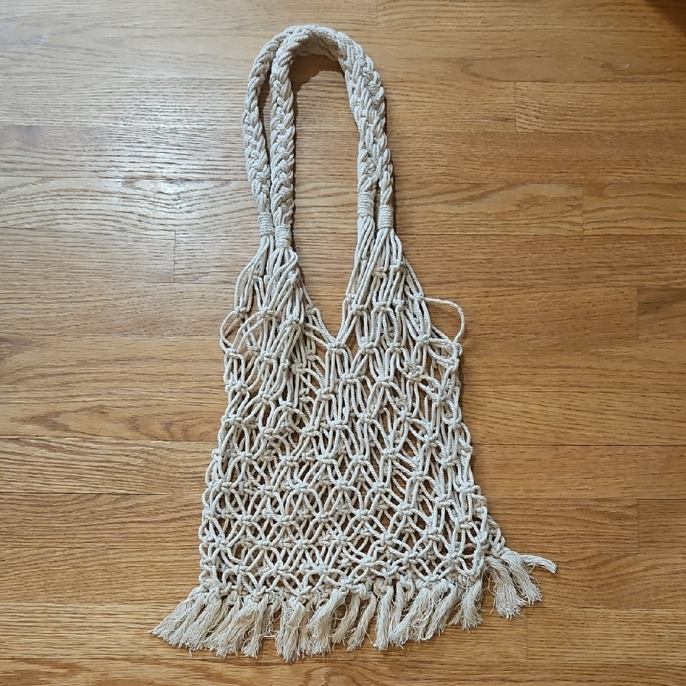 Cream Macrame Tote MARKET OR BEACH Bag